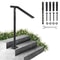 Iron Stair Handrail, Step Railing, Black Powder-Coated Sturdy Outdoor Indoor Safety Railing with Floor Mount