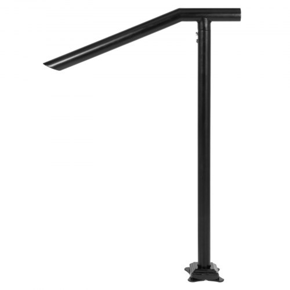 Iron Stair Handrail, Step Railing, Black Powder-Coated Sturdy Outdoor Indoor Safety Railing with Floor Mount