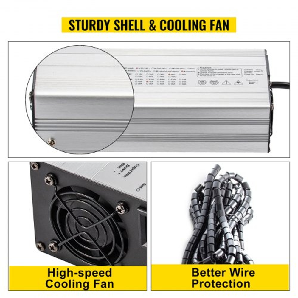 Golf Cart Battery Charger for Club Car EZGO Yamaha, PowerWise Electric Charger with LED Display & Splayed Plug