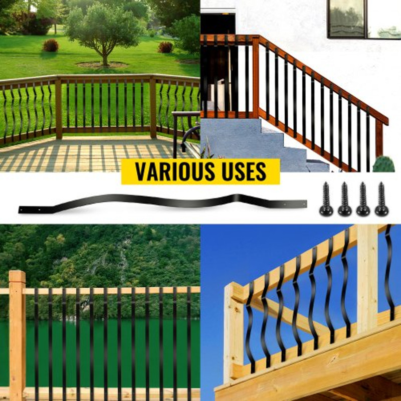 Matte Black Aluminum Alloy Deck Balusters, 61-Pack 32.25" Metal Spindles for Outdoor Stair, Porch & Deck Railing