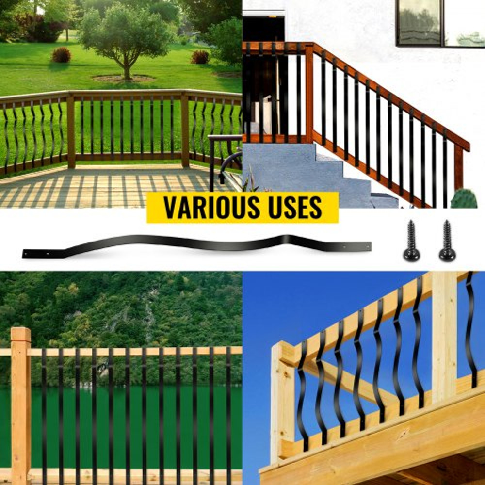 Stylish Matte Black Deck Balusters, 51-Pack 32.25" Aluminum Alloy Spindles for Outdoor Stair, Porch & Deck Railing