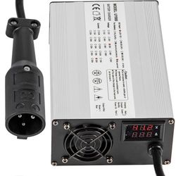 15a golf cart electric charger, 48v 3-pin round plug club car battery charger with led display, aluminum shell