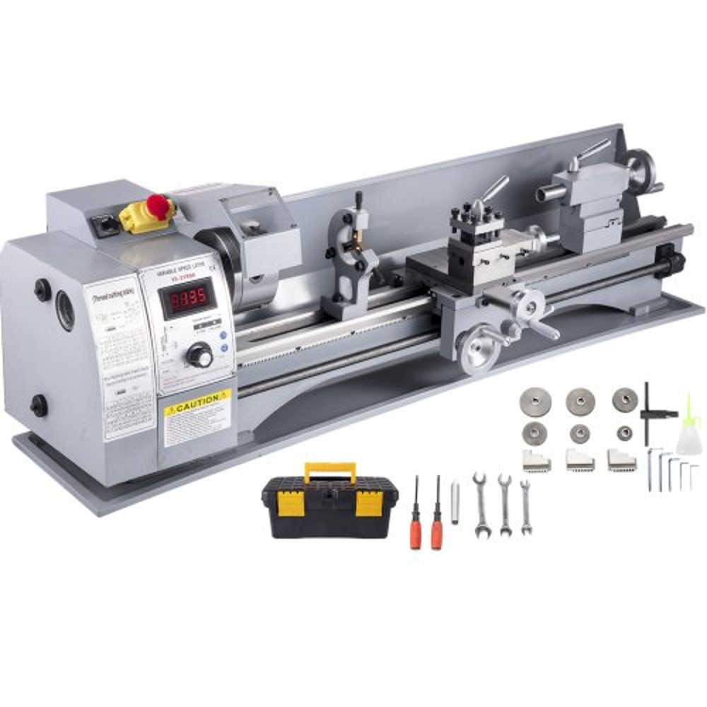 Mini Metal Lathe with Brushless Motor, Precision Metal Working Lathe, 2500 RPM Variable Speed Bench Machine