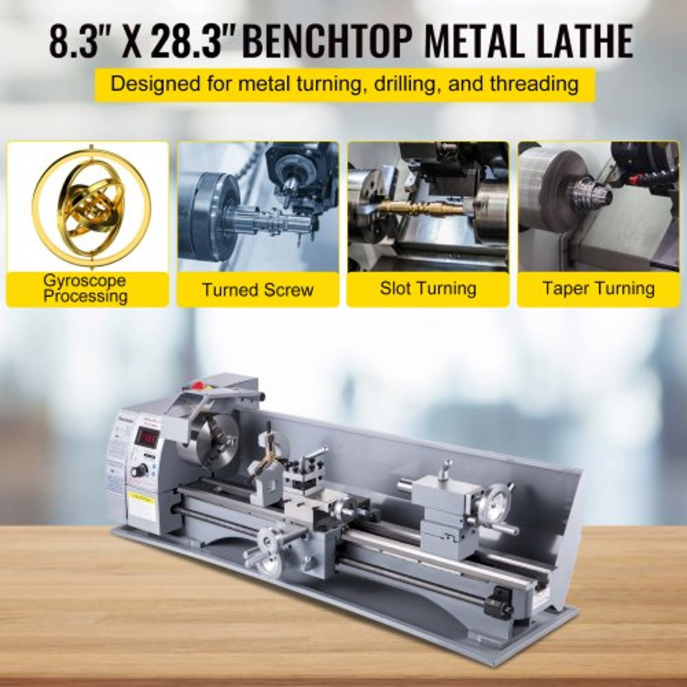 Mini Metal Lathe with Brushless Motor, Precision Metal Working Lathe, 2500 RPM Variable Speed Bench Machine