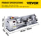 Mini Metal Lathe with Brushless Motor, Precision Metal Working Lathe, 2500 RPM Variable Speed Bench Machine