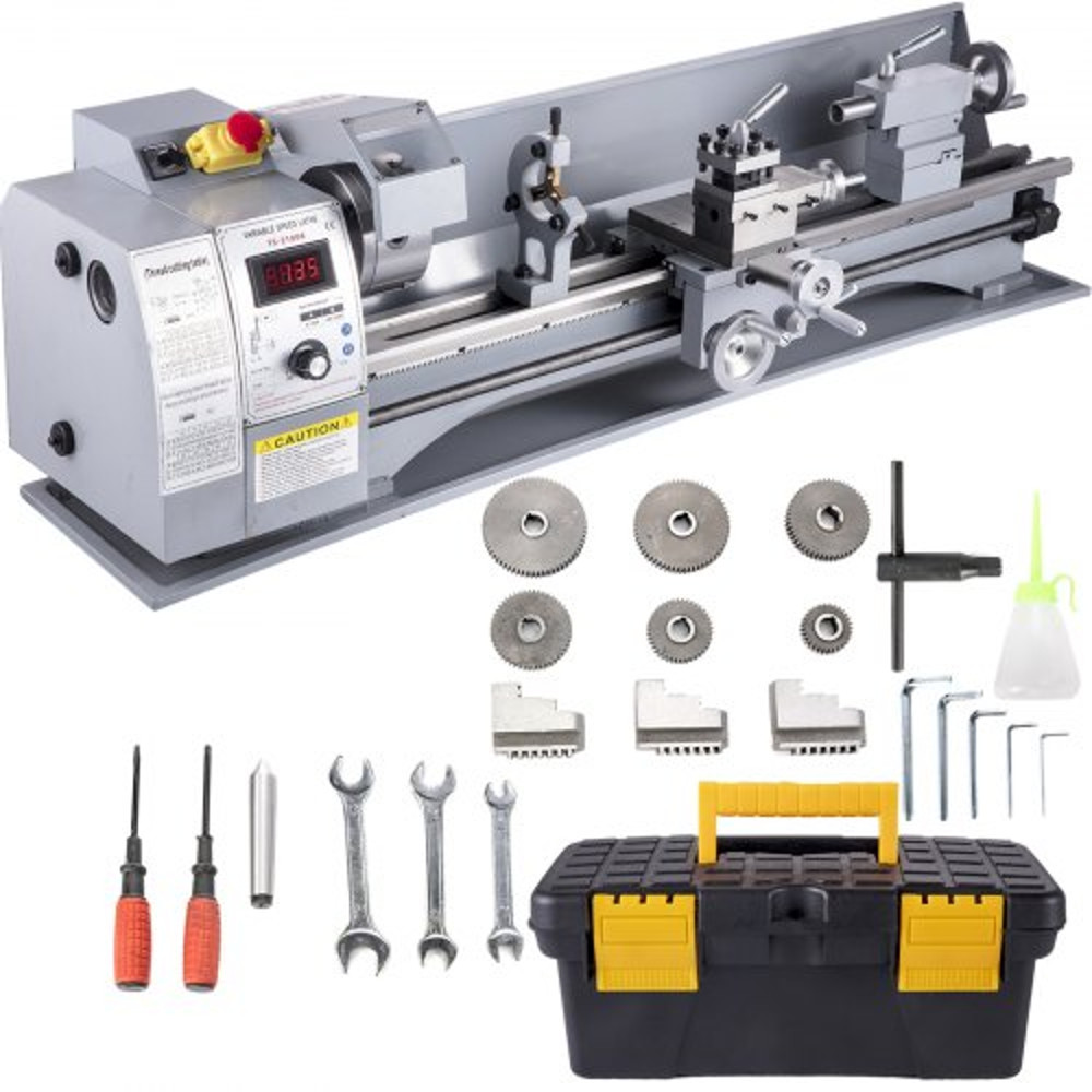Mini Metal Lathe with Brushless Motor, Precision Metal Working Lathe, 2500 RPM Variable Speed Bench Machine