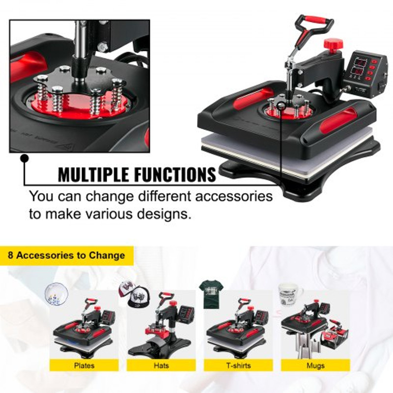 Professional 15x15 Inch Heat Press Machine 8in1 PowerSaving Sublimation Press With Digital Display 7