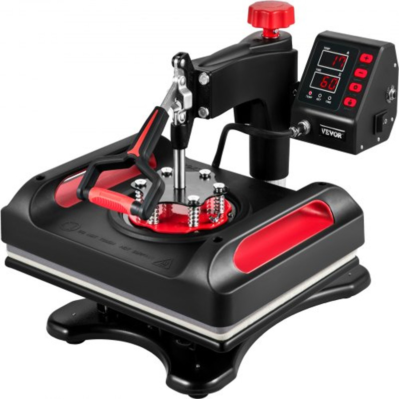 8-in-1 Heat Press Machine 12"x15", Dual-Tube Sublimation Press with 360° Swing Away for T-Shirts, Caps & Mugs