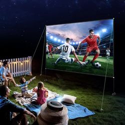 180-inch portable projector screen with stand, 16:9 4k hd outdoor movie screen | wide viewing angle