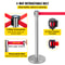 Crowd Control Stanchion, Retractable Barrier with Red Belt & Rubber Base for Event and Venue Queuing