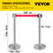 Crowd Control Stanchion, Retractable Barrier with Red Belt & Rubber Base for Event and Venue Queuing