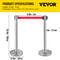 Crowd Control Stanchion, Retractable Barrier with Red Belt & Rubber Base for Event and Venue Queuing