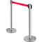 Crowd Control Stanchion, Retractable Barrier with Red Belt & Rubber Base for Event and Venue Queuing