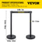 Crowd Control Stanchion Set, Retractable Black Belts & Stable Weighted Bases, Durable Queue Barrier System
