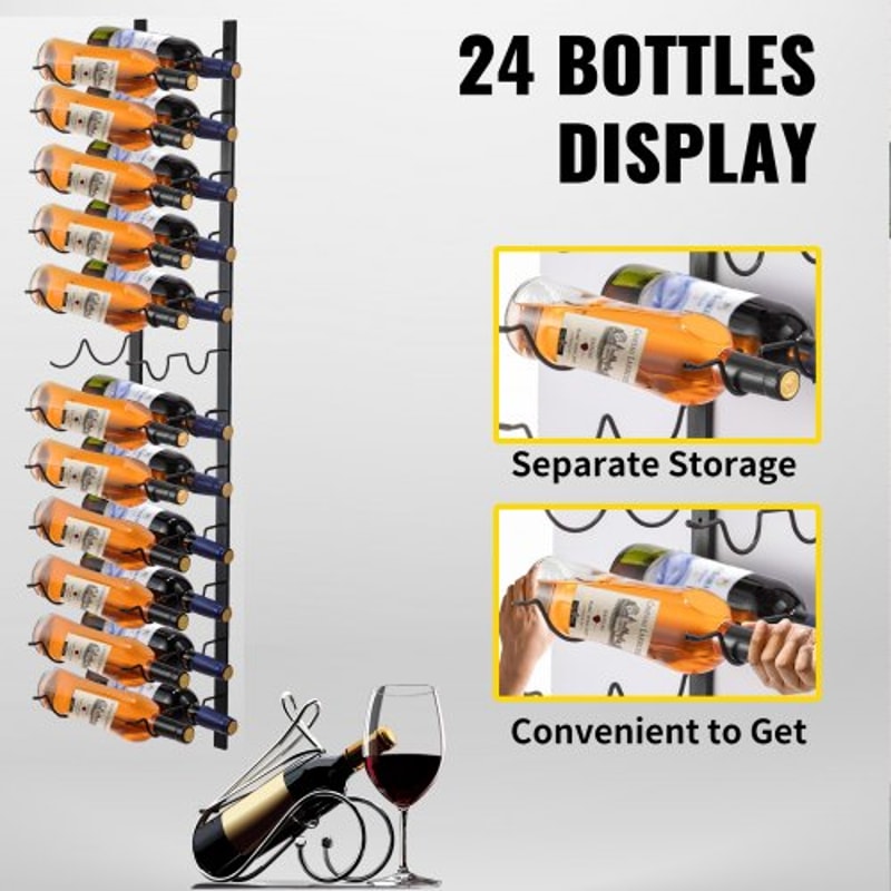 Steel Wall Mounted Wine Rack for Bottles, Forward Design Vertical Wine Bottle Holder & Towel Rack, Space-Saving Modern