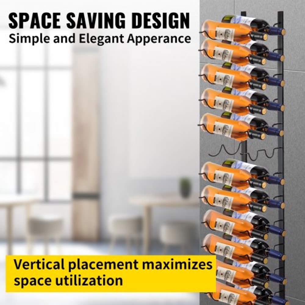 Steel Wall Mounted Wine Rack for Bottles, Forward Design Vertical Wine Bottle Holder & Towel Rack, Space-Saving Modern