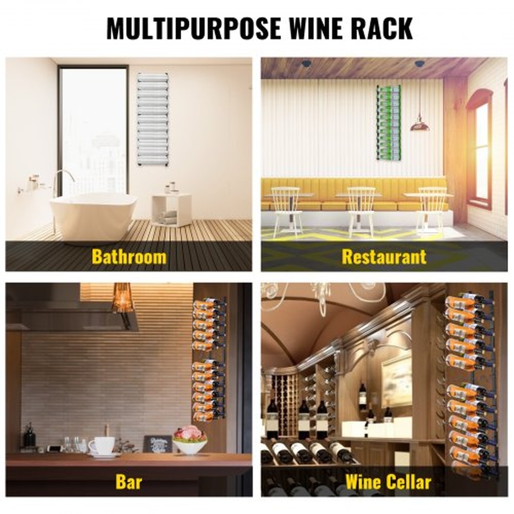 Steel Wall Mounted Wine Rack for Bottles, Forward Design Vertical Wine Bottle Holder & Towel Rack, Space-Saving Modern