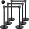 Crowd Control Stanchion Set, Black Queue Barrier with Retractable Belts & Heavy-Duty Base for Events, Airports, Theaters