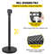 Crowd Control Stanchion Set, Black Queue Barrier with Retractable Belts & Heavy-Duty Base for Events, Airports, Theaters