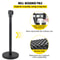 Crowd Control Stanchion Set, Black Queue Barrier with Retractable Belts & Heavy-Duty Base for Events, Airports, Theaters