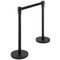 Crowd Control Stanchion Set, Black Queue Barrier with Retractable Belts & Heavy-Duty Base for Events, Airports, Theaters