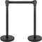 Crowd Control Stanchion Set, Black Queue Barrier with Retractable Belts & Heavy-Duty Base for Events, Airports, Theaters