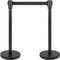 Crowd Control Stanchion Set, Black Queue Barrier with Retractable Belts & Heavy-Duty Base for Events, Airports, Theaters