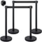 Black Crowd Control Stanchion Set 4Piece W66 Ft Retractable Belts ConcreteFilled Base For Easy Conn 1