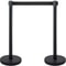 Black Crowd Control Stanchion Set 4Piece W66 Ft Retractable Belts ConcreteFilled Base For Easy Conn 7