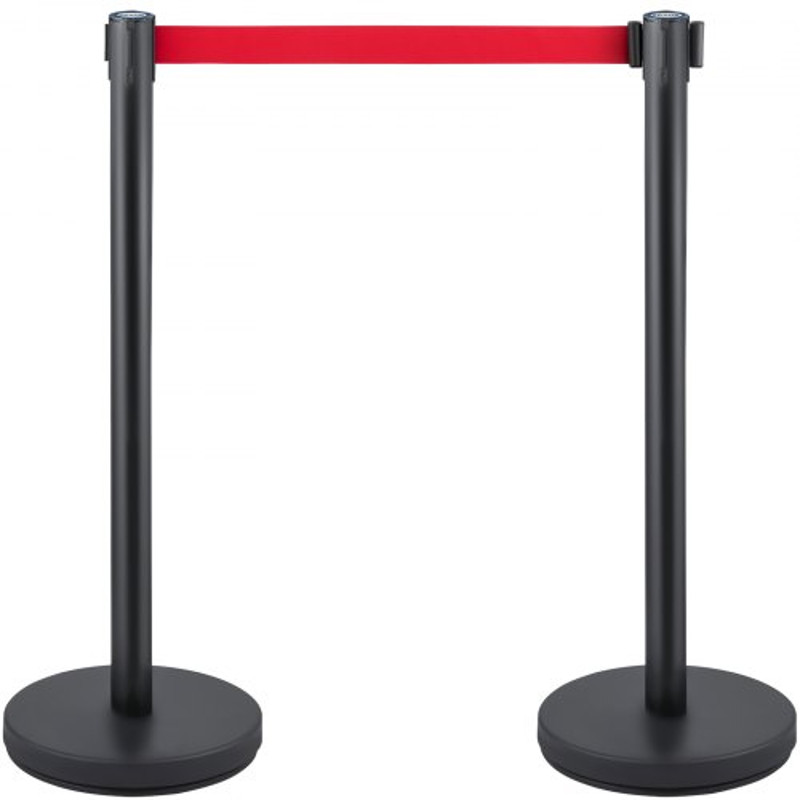 Stanchion Set With 66 Ft Retractable Belt 6Piece Crowd Control Barrier W Rubber Base HeavyDuty Ste 7