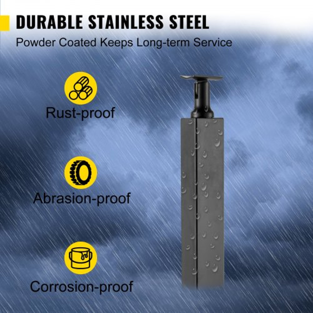 42" Stainless Steel Cable Handrail Post, Holeless Deck Railing with Mount Brackets | Brushed Black Finish