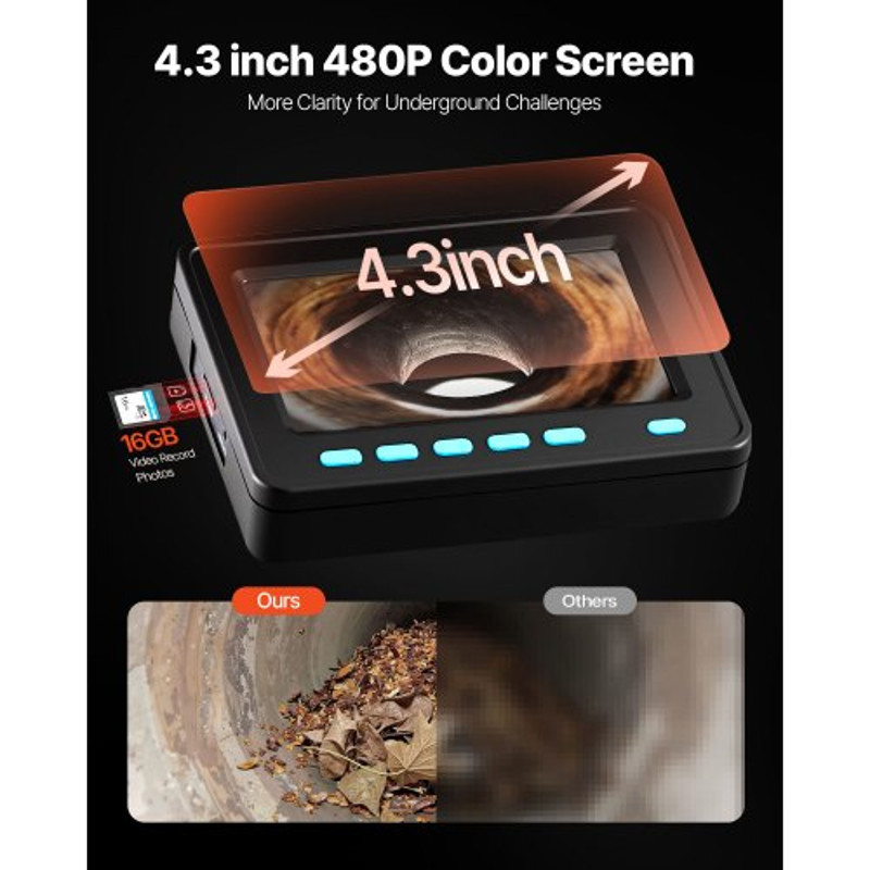 Pipe Drain Inspection Camera With DVR Function 43 LCD Waterproof IP68 Borescope 164ft Cable For Sew 3