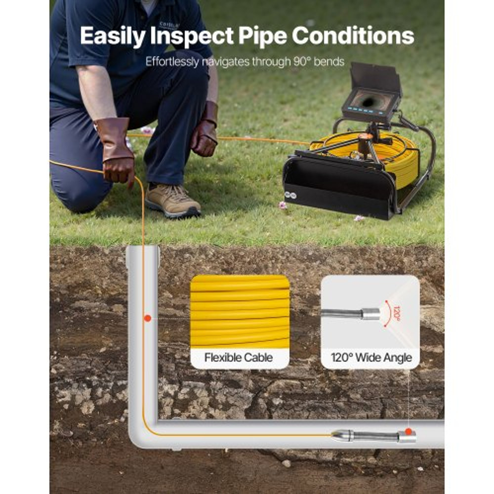 Pipe Drain Inspection Camera With DVR Function 43 LCD Waterproof IP68 Borescope 164ft Cable For Sew 5