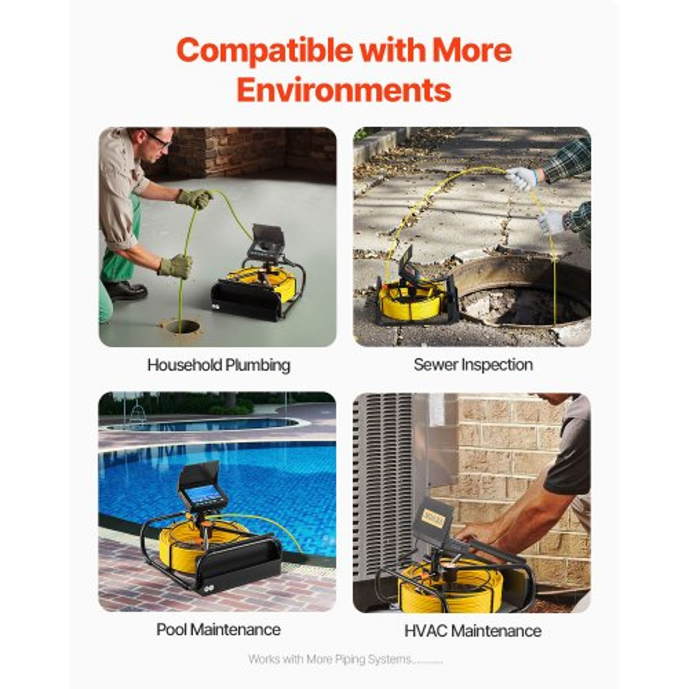 Pipe Drain Inspection Camera With DVR Function 43 LCD Waterproof IP68 Borescope 164ft Cable For Sew 6