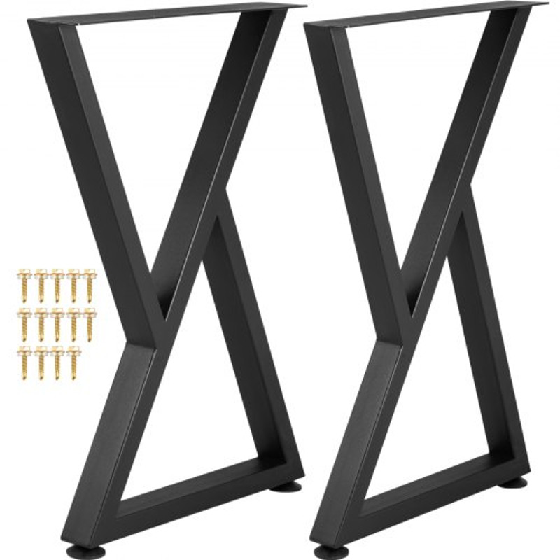 Heavy Duty Metal Table Legs, Z Shape Desk Legs Set, Matte Finish Wrought Iron for DIY Dining Table, Bench, Office