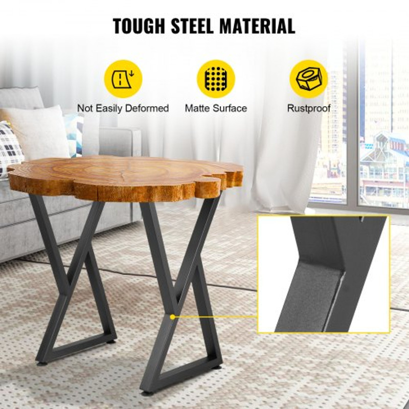 Heavy Duty Metal Table Legs, Z Shape Desk Legs Set, Matte Finish Wrought Iron for DIY Dining Table, Bench, Office