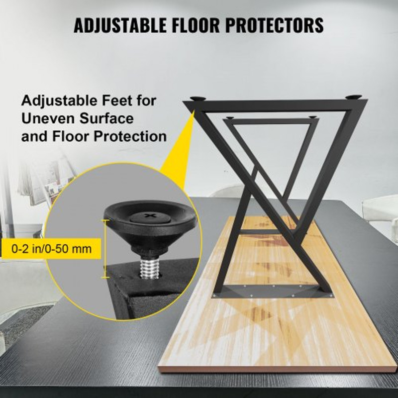 Heavy Duty Metal Table Legs, Z Shape Desk Legs Set, Matte Finish Wrought Iron for DIY Dining Table, Bench, Office