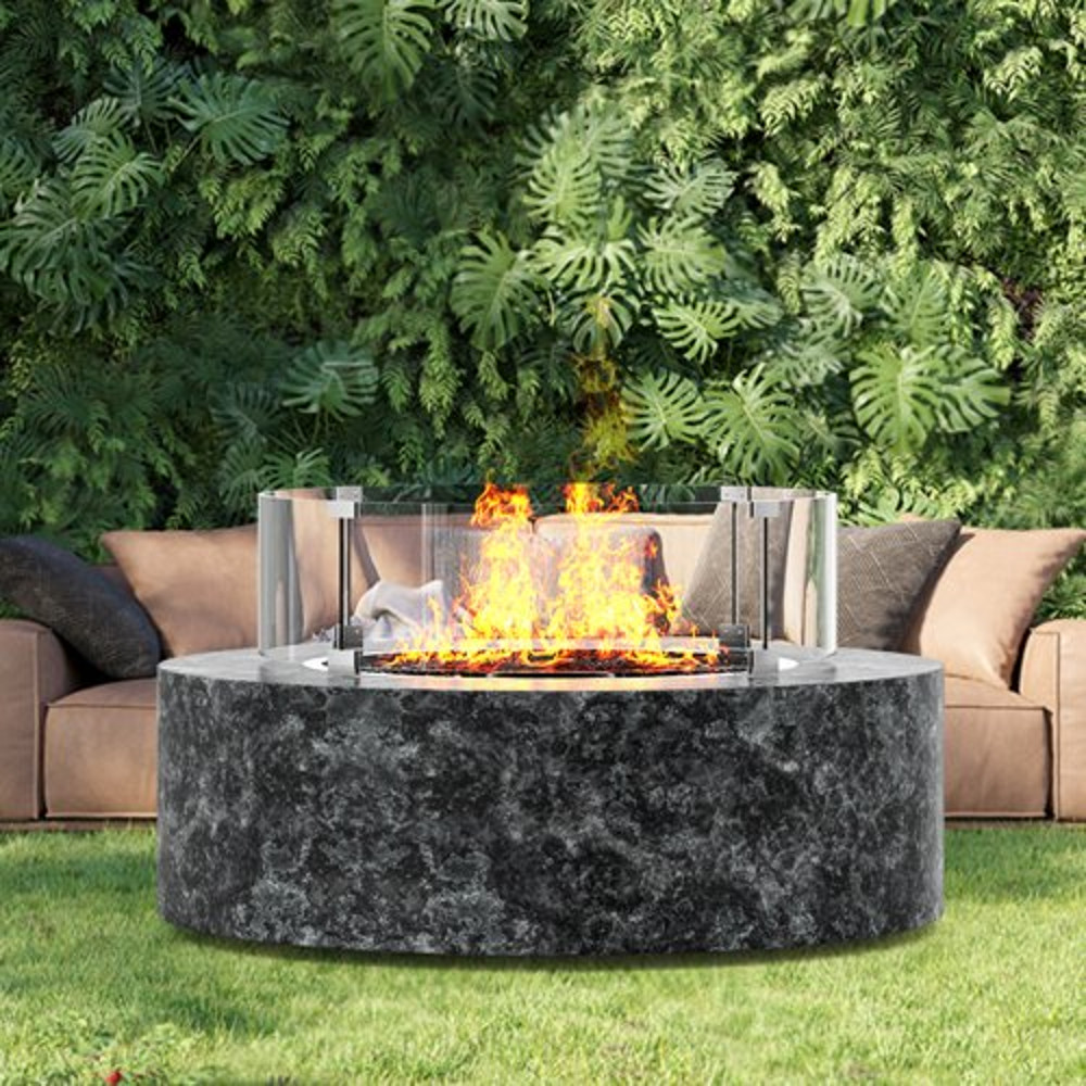Fire Pit Wind Guard, Tempered Glass Flame Shield with Aluminum Feet for Outdoor Gas & Propane Fire Tables