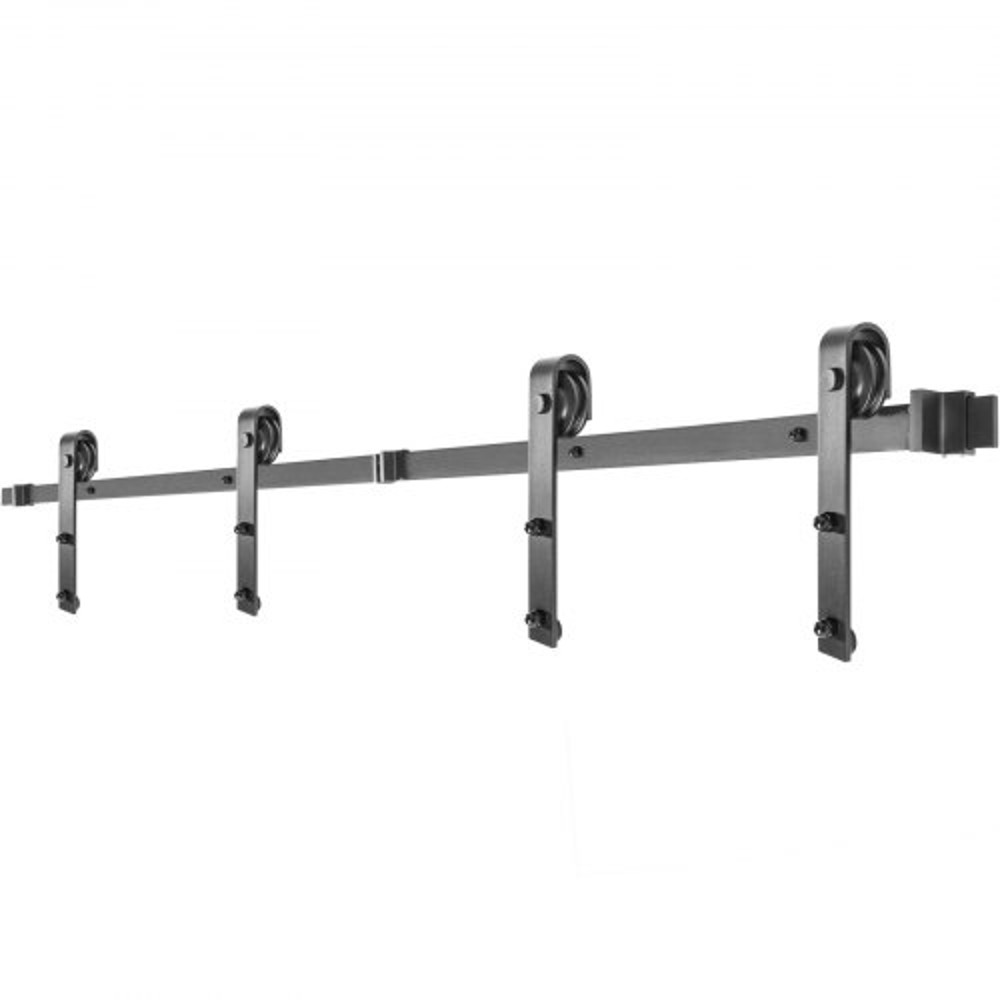 Heavy-Duty Sliding Barn Door Hardware Kit for Double Doors, Carbon Steel Track, 330LBS Load Capacity