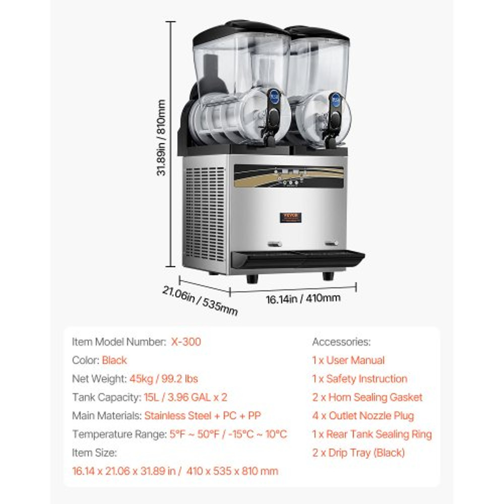 Commercial Margarita Maker, Slushie Machine, Frozen Smoothie Drink Machine for Supermarkets, Cafes, bars