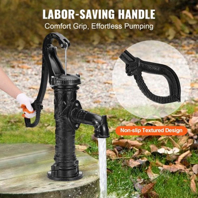 Hand Water Pump, Cast Iron Pitcher Pump w/Handle for Yard, Garden, Ponds, Old Fashion Well Pump with Pre-set Holes