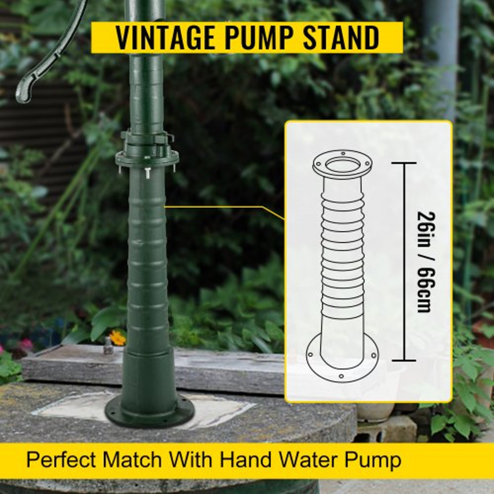 Antique Hand Water Pump Stand, Cast Iron Pitcher Pump Stand for Well Yard Pond Garden, Green Old-Fashioned Water Pump