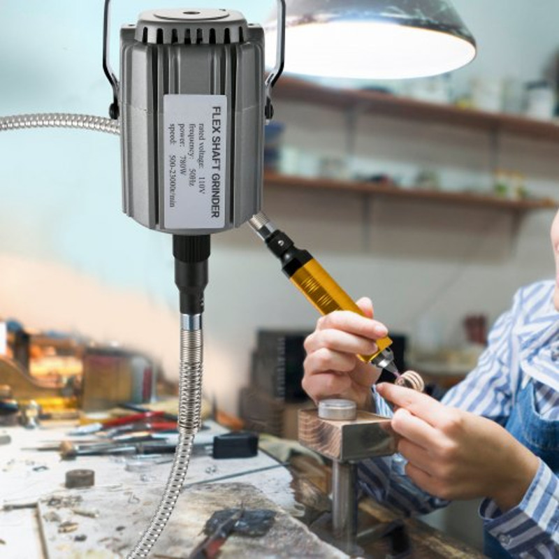 Flex Shaft Rotary Grinder Tool Kit, Hanging Grinding Machine with Jaw Chuck, Foot Pedal & Accessories