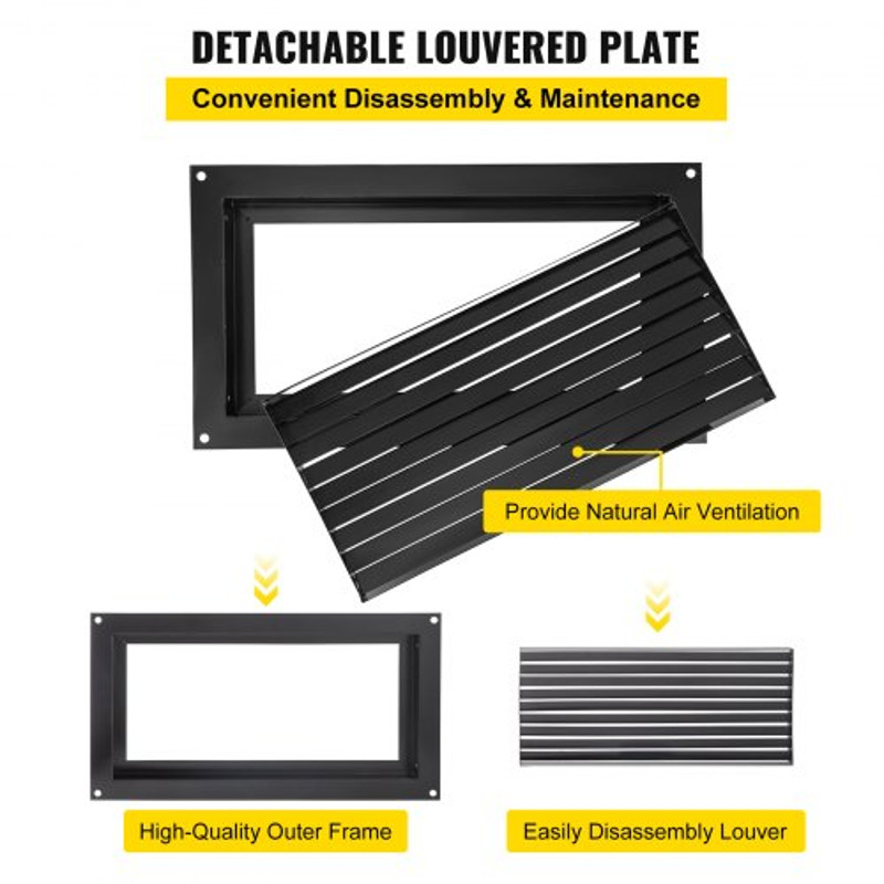 Foundation Flood Vent, Wall Mounted Black Steel Flood Vent for Garages, Crawlspaces & Full Height Enclosures