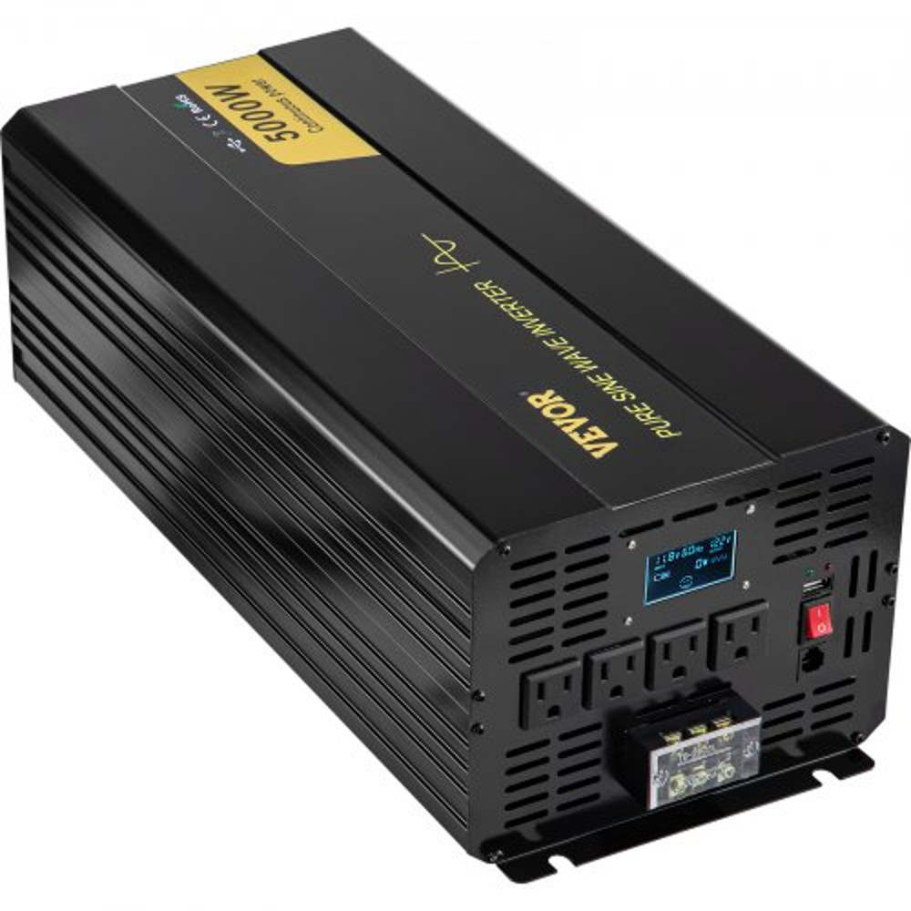 Pure Sine Wave Inverter AC, Car Power Converter with LCD, USB, Remote Control for RV, Truck, Home, Solar Backup