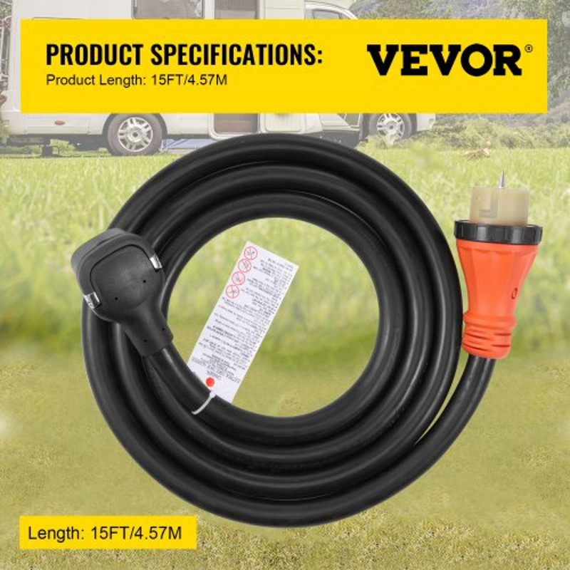 Generator Power Cord with Locking Connector, Style Inlet Cable, Heavy-Duty Extension Cord with Strap