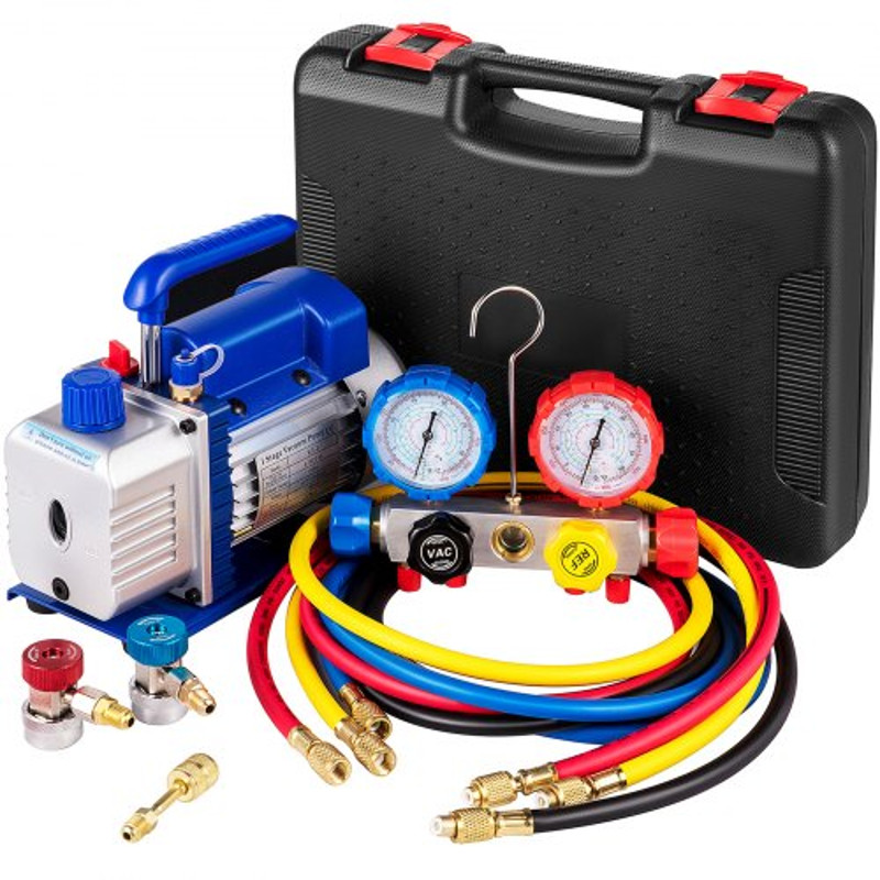 Vacuum Pump HP Single Stage HVAC AC Refrigeration Kit With Manifold Gauge Set For AC Systems PA Ult 1