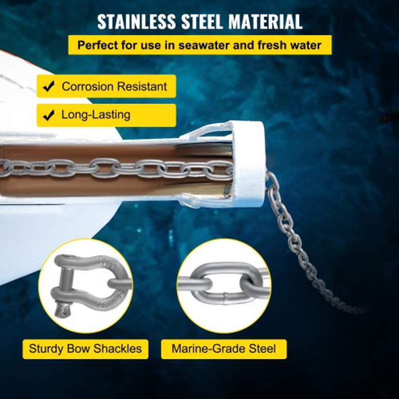 HeavyDuty 38 Galvanized Anchor Chain For Boats 11650lbs Lead Chain 9460lbs Shackle Break Load 4