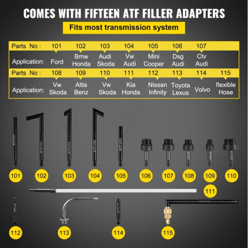 Transmission Oil Replacement Tool Kit Large Capacity ATF Refill Pump With 15 Adapters Pressure Gau 3