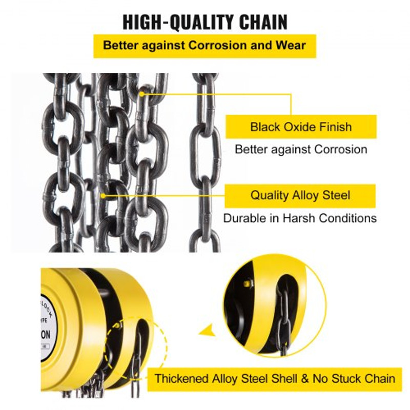 1Ton Manual Hand Chain Block HeavyDuty 20ft6m Lift WSteel Construction For Industrial Transport Wo 4